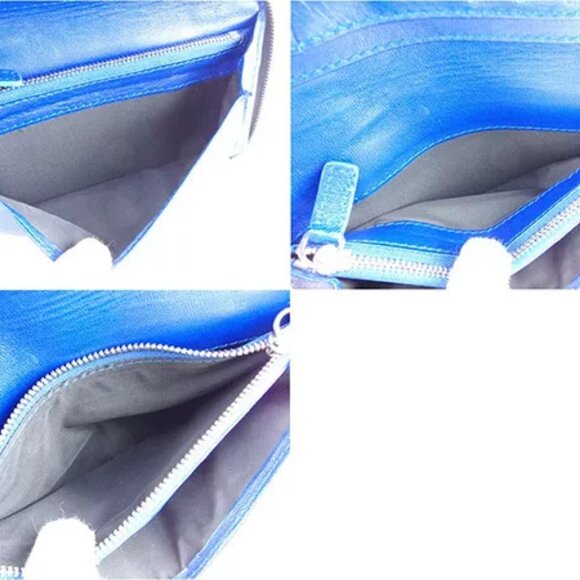 Celine Wallet Purse Long Wallet Logo Black Blue Woman Authentic Used - Picture 6 of 6